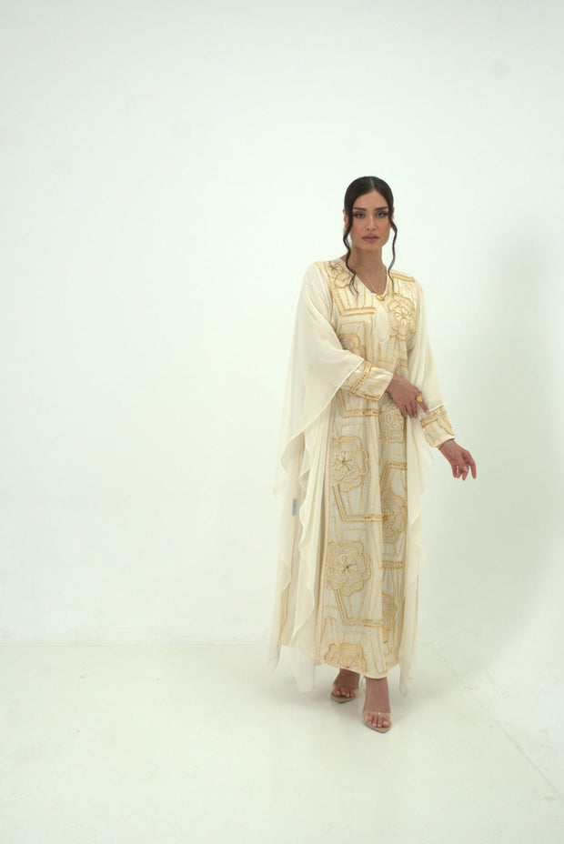 Noor Al Ivory Embroidered Dress