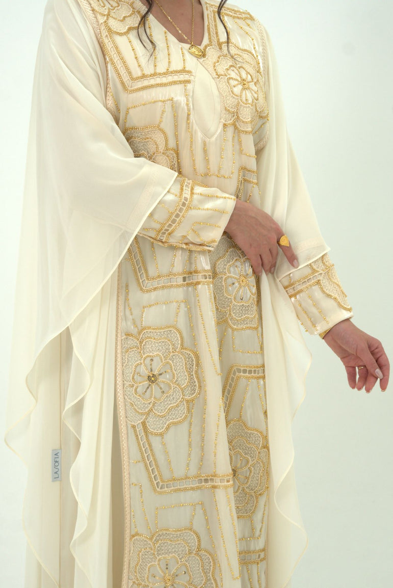 Noor Al Ivory Embroidered Dress