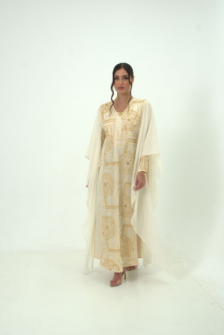 Noor Al Ivory Embroidered Dress