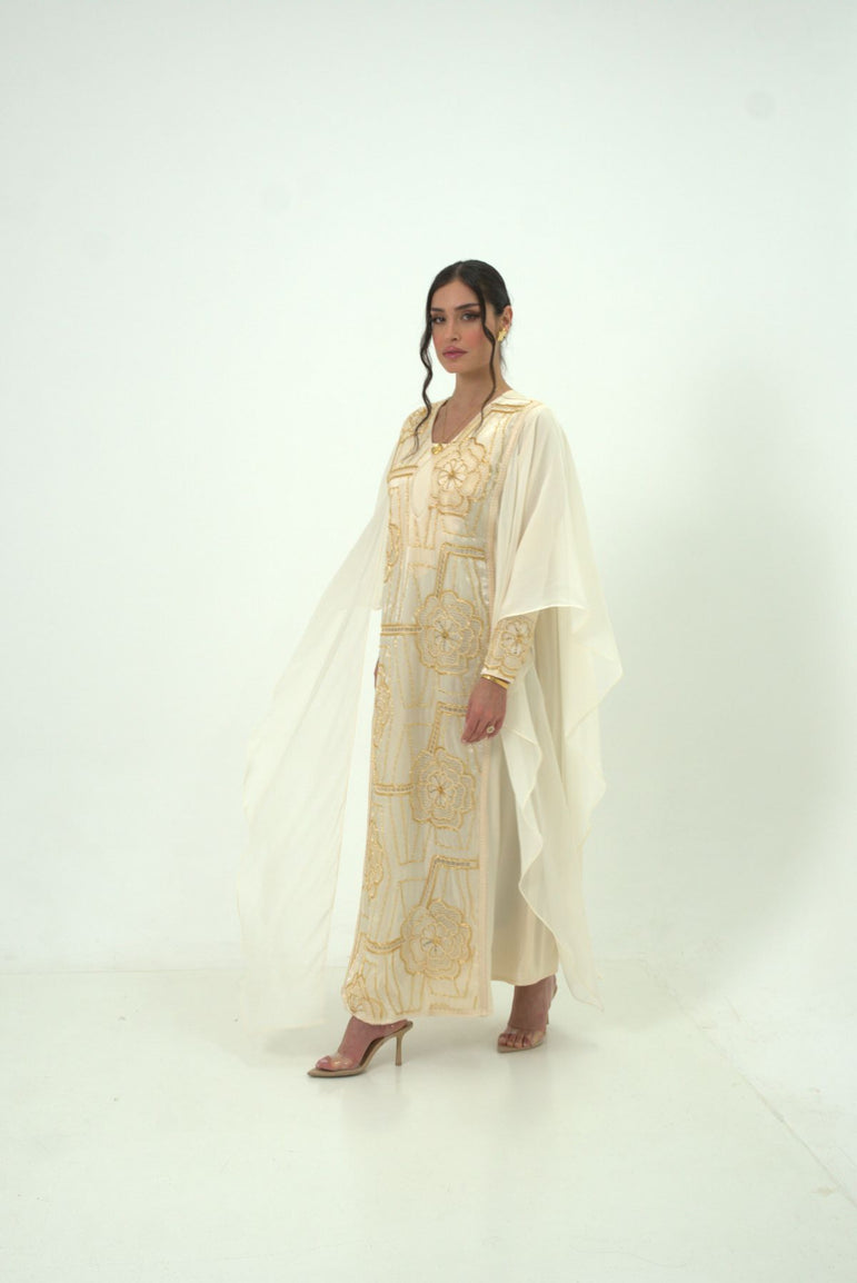 Noor Al Ivory Embroidered Dress