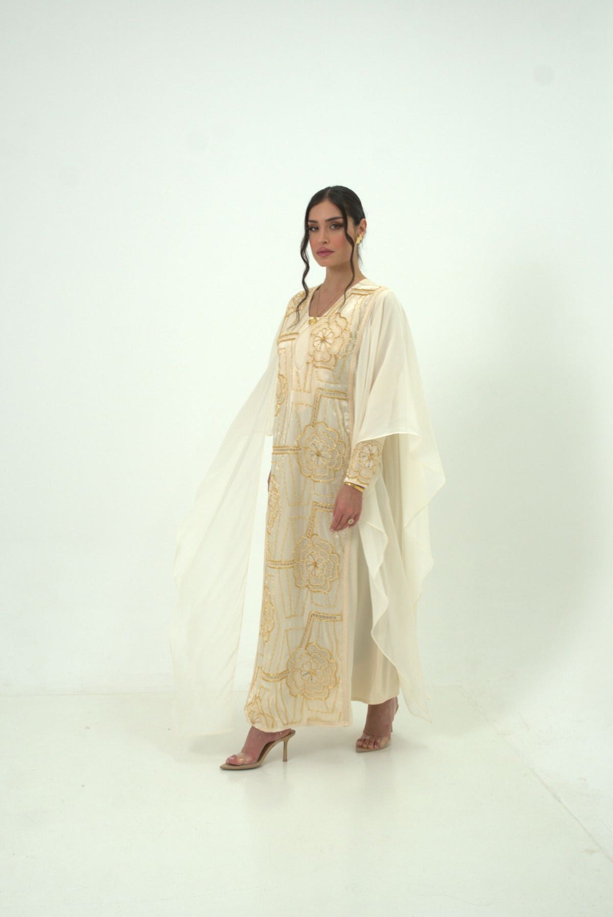 Noor Al Ivory Embroidered Dress