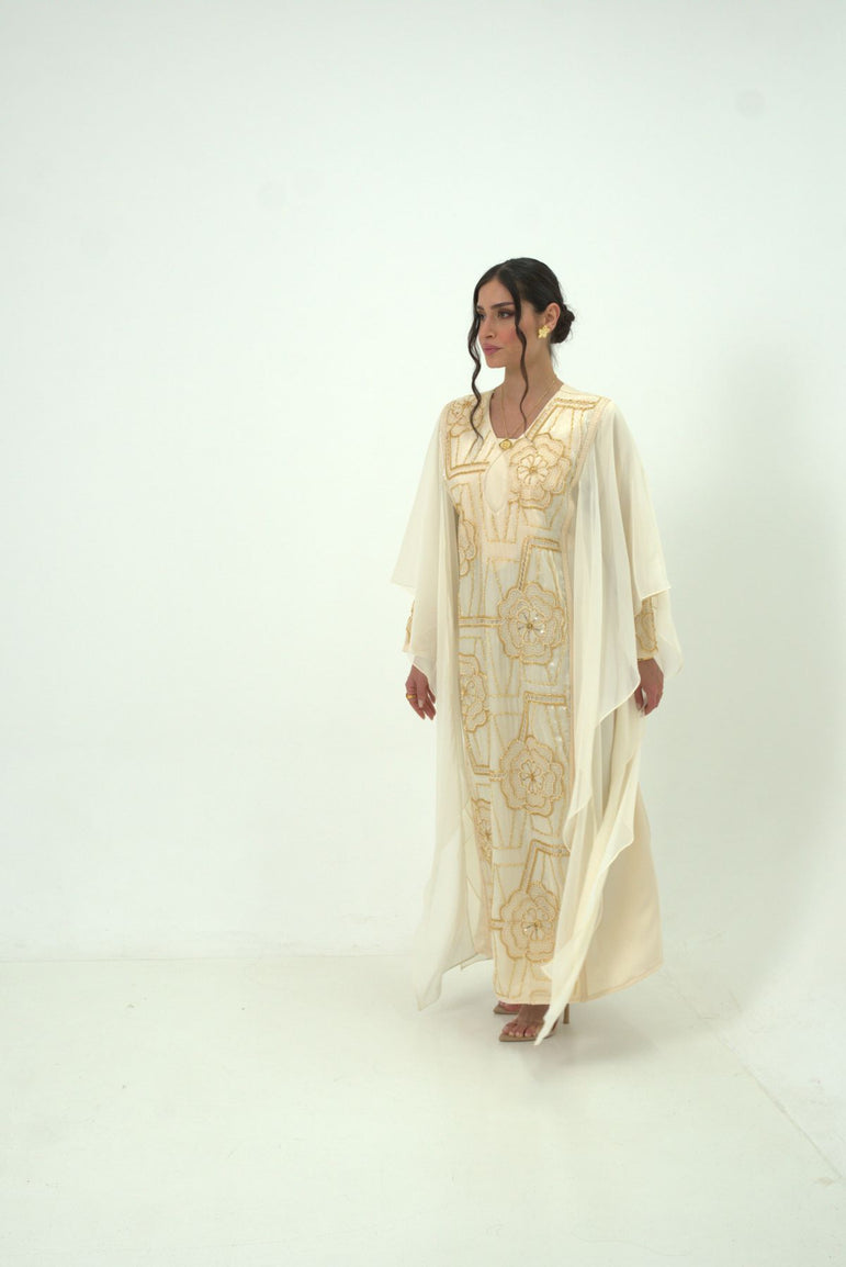 Noor Al Ivory Embroidered Dress