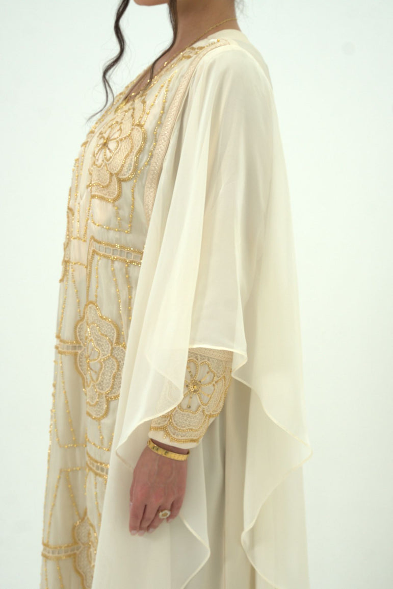 Noor Al Ivory Embroidered Dress