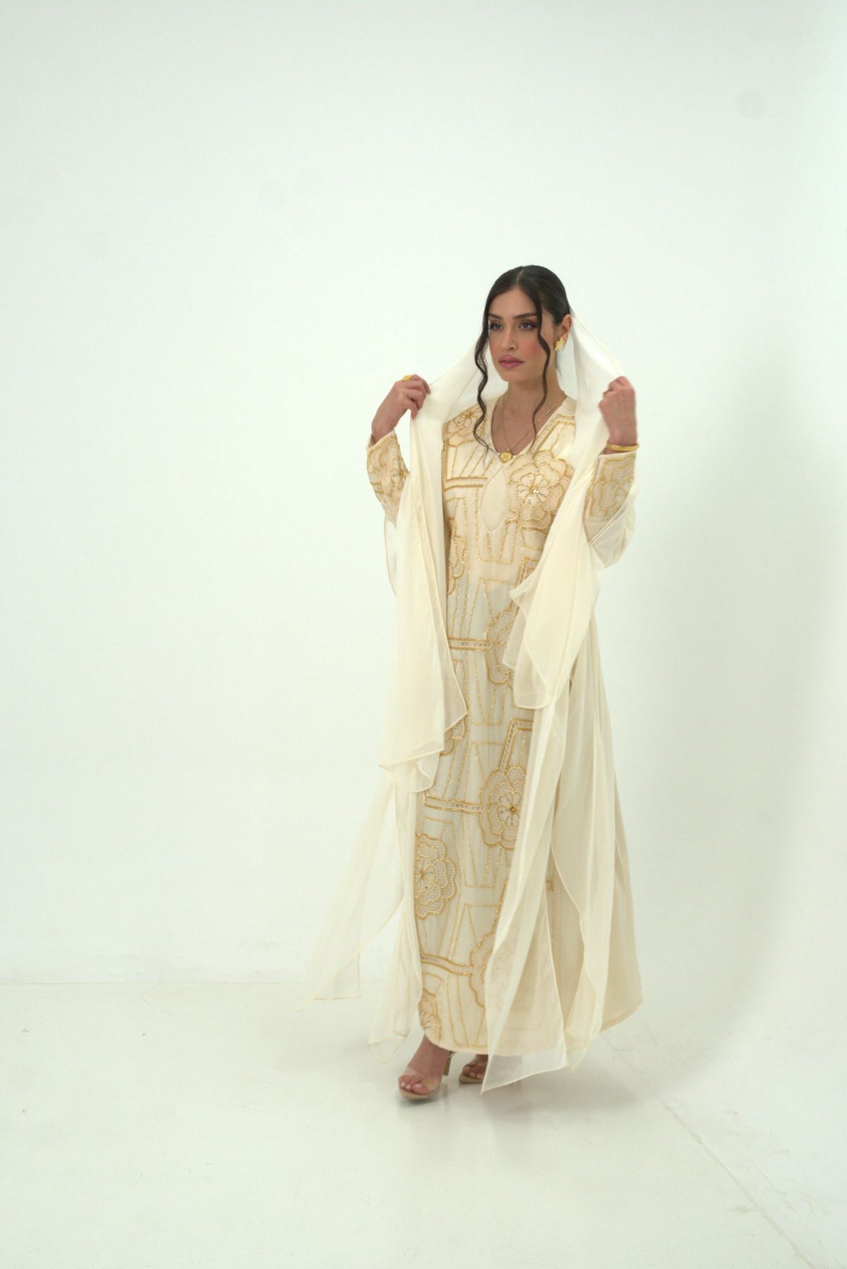 Noor Al Ivory Embroidered Dress