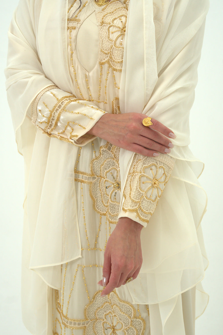 Noor Al Ivory Embroidered Dress
