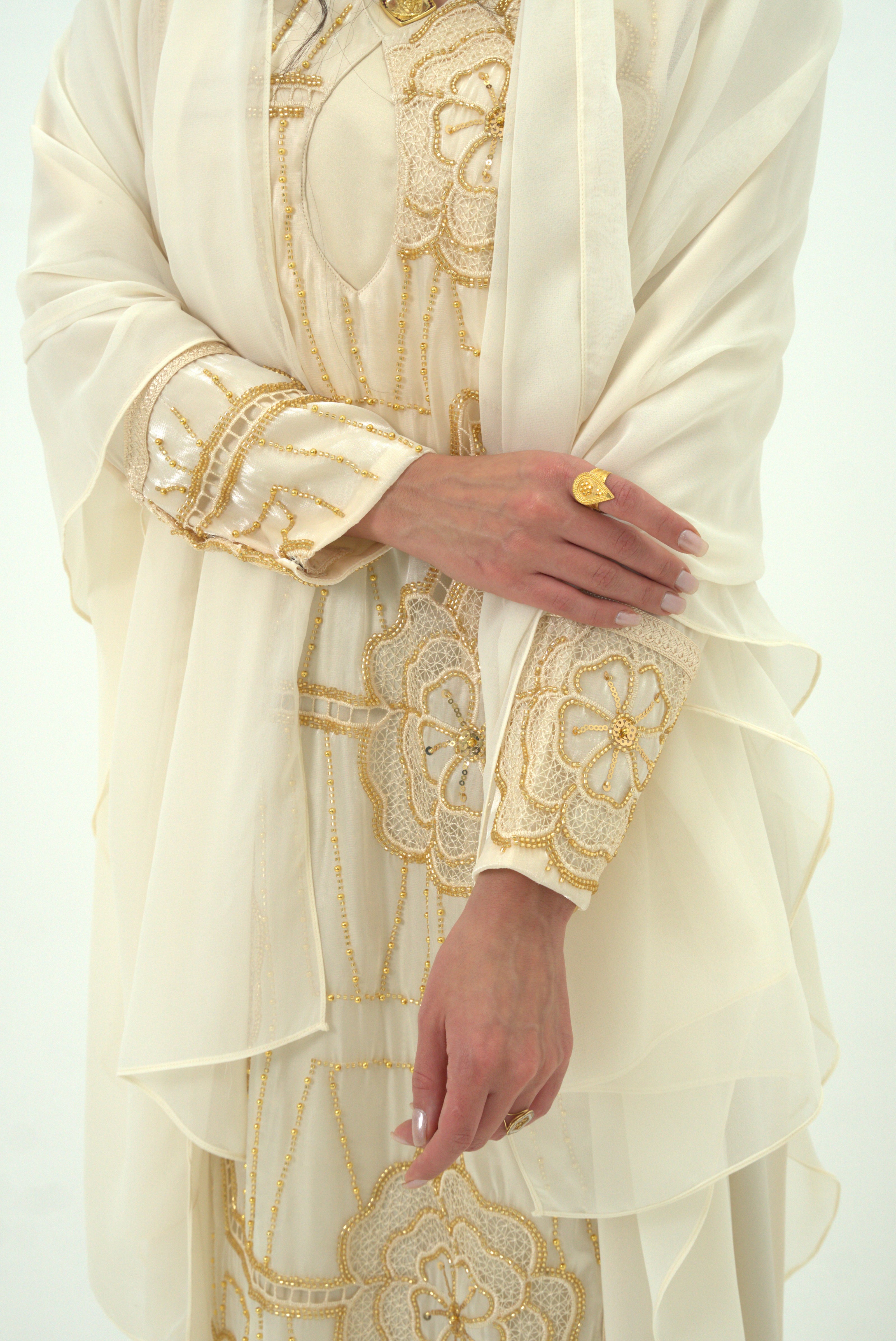 Noor Al Ivory Embroidered Dress