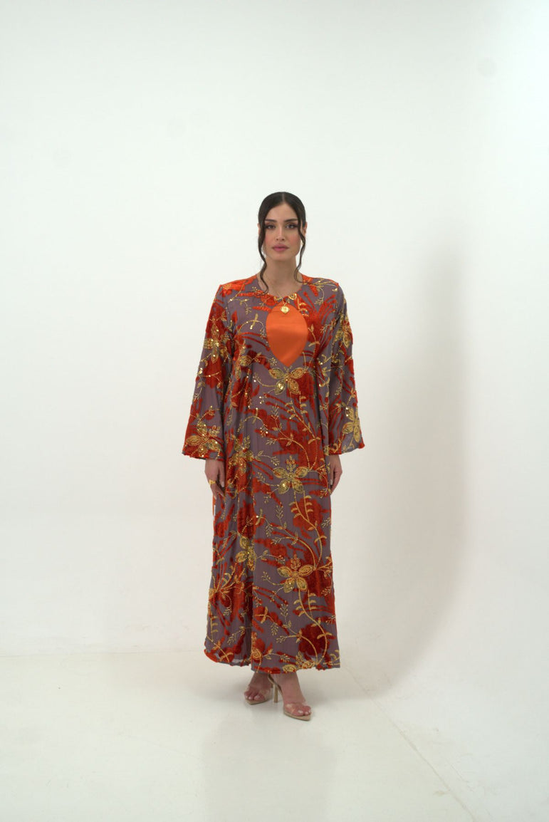 Sunset Ember Floral Dress