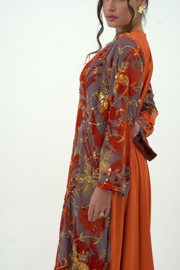 Sunset Ember Floral Dress
