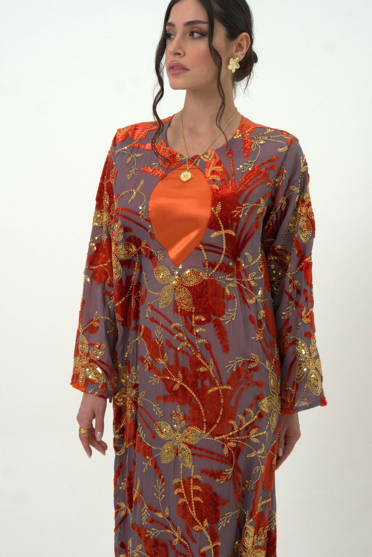 Sunset Ember Floral Dress