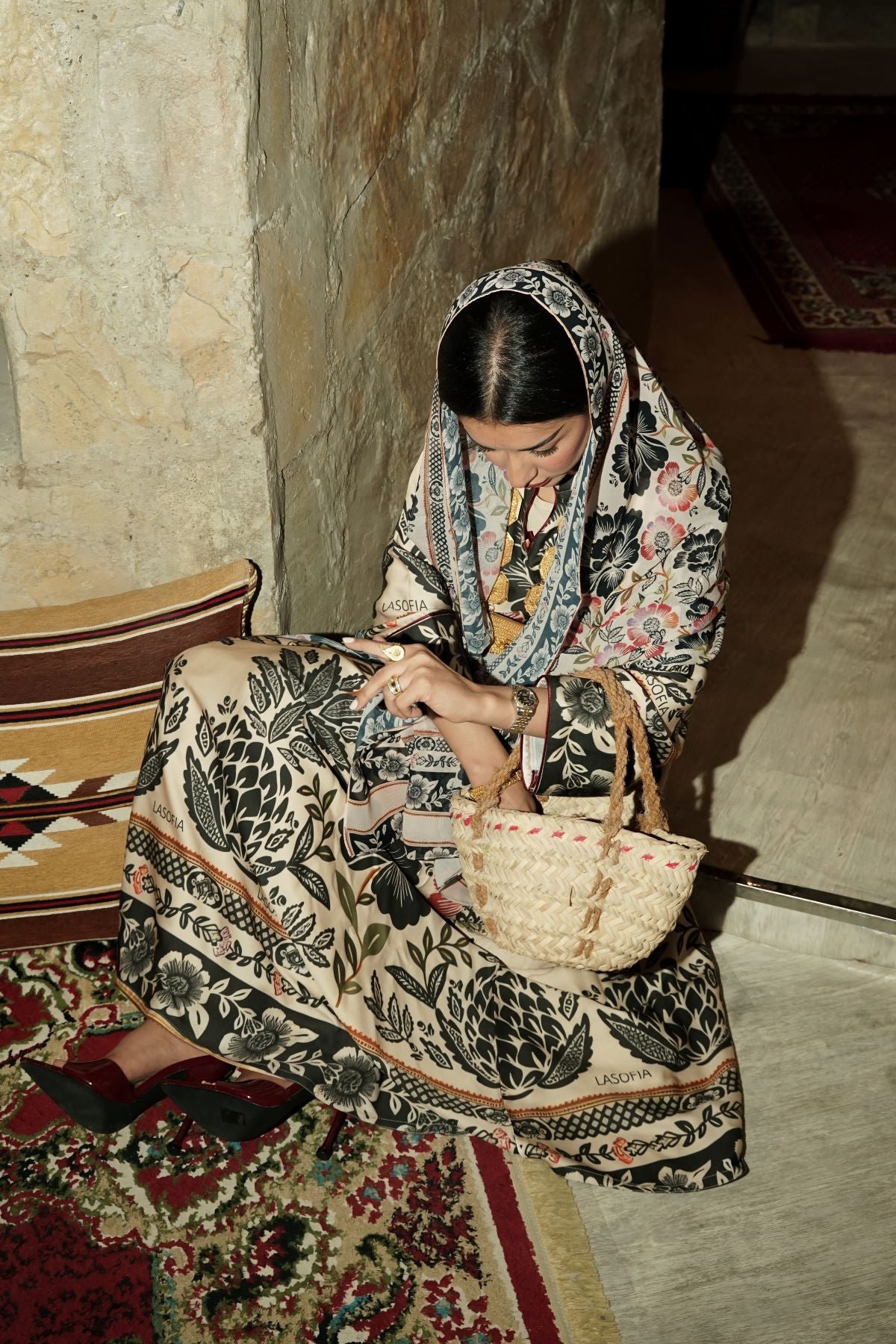 Heritage Bloom Cotton Abaya