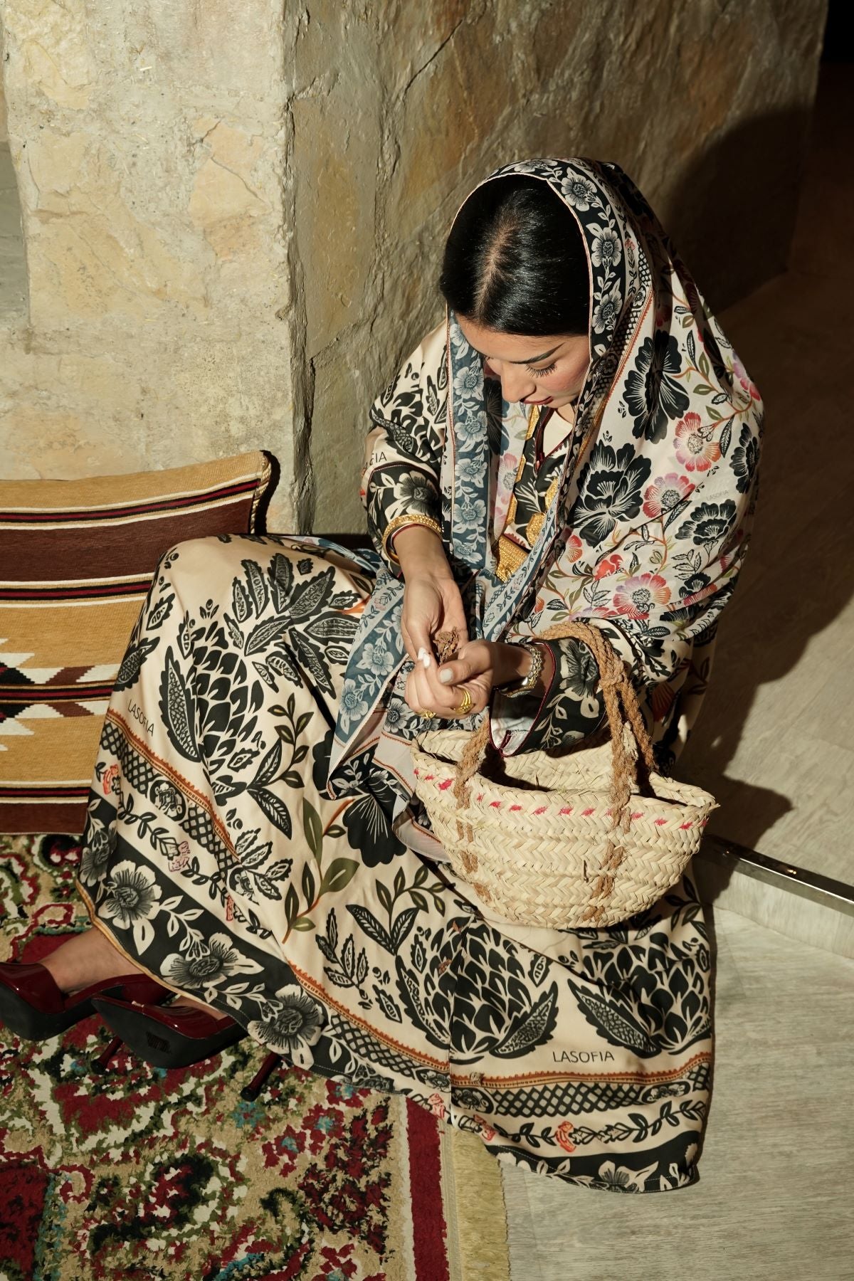 Heritage Bloom Cotton Abaya