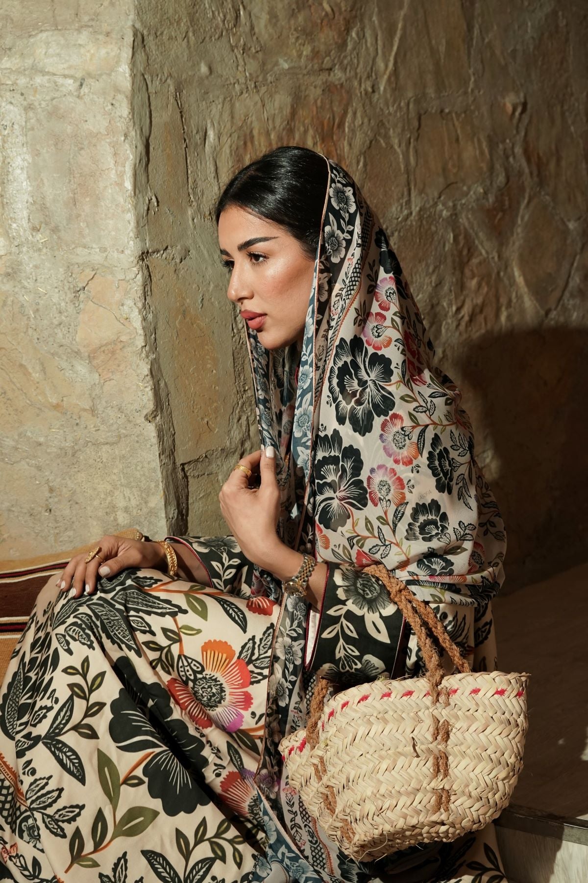 Heritage Bloom Cotton Abaya