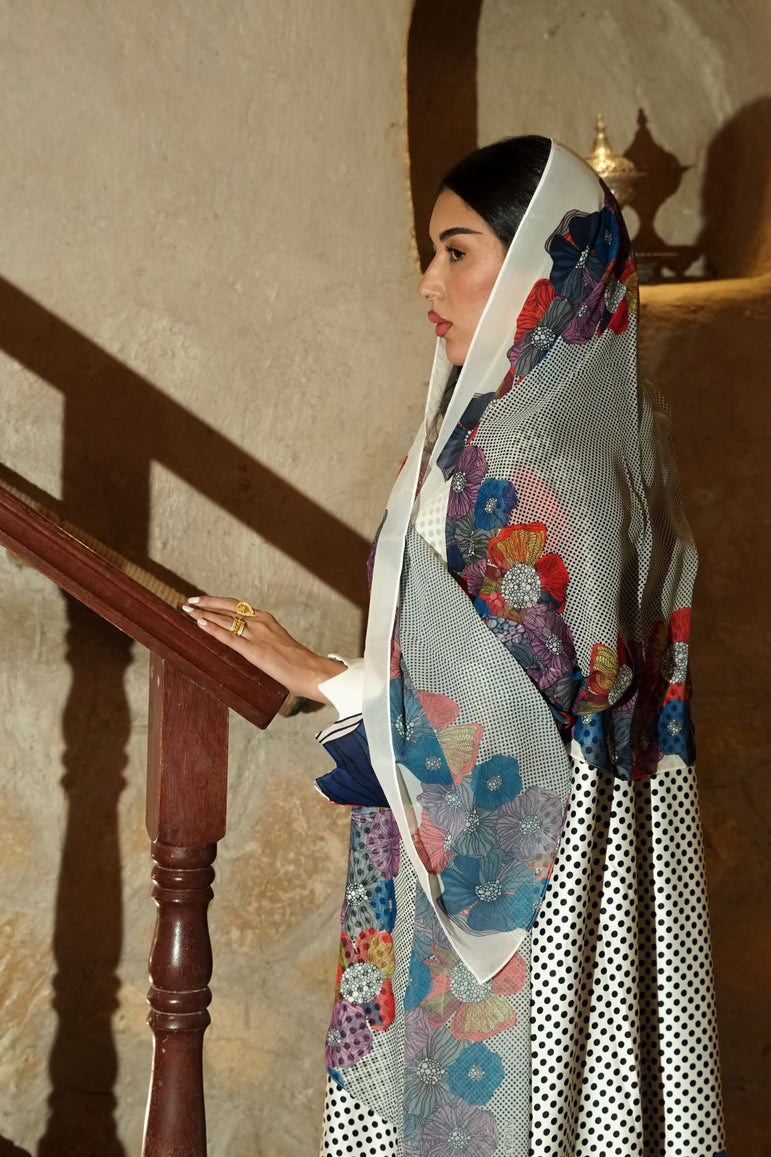 Bloom Dots Silk Abaya