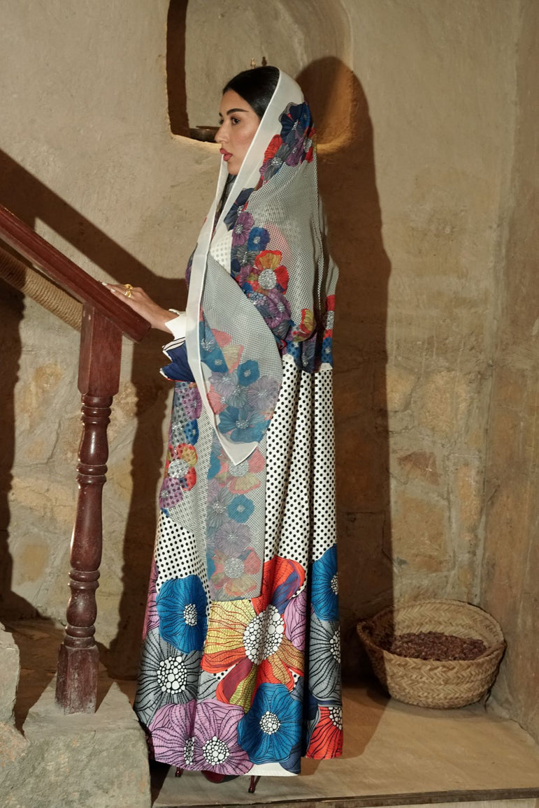 Bloom Dots Silk Abaya