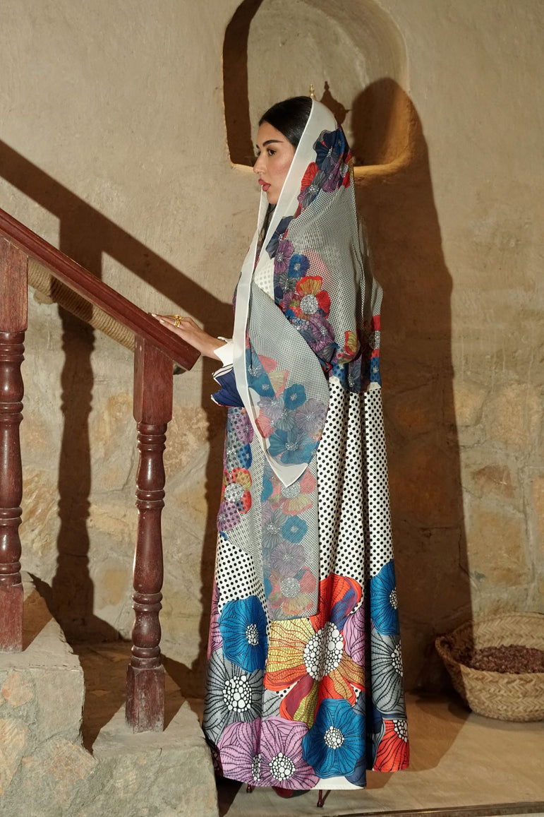 Bloom Dots Silk Abaya