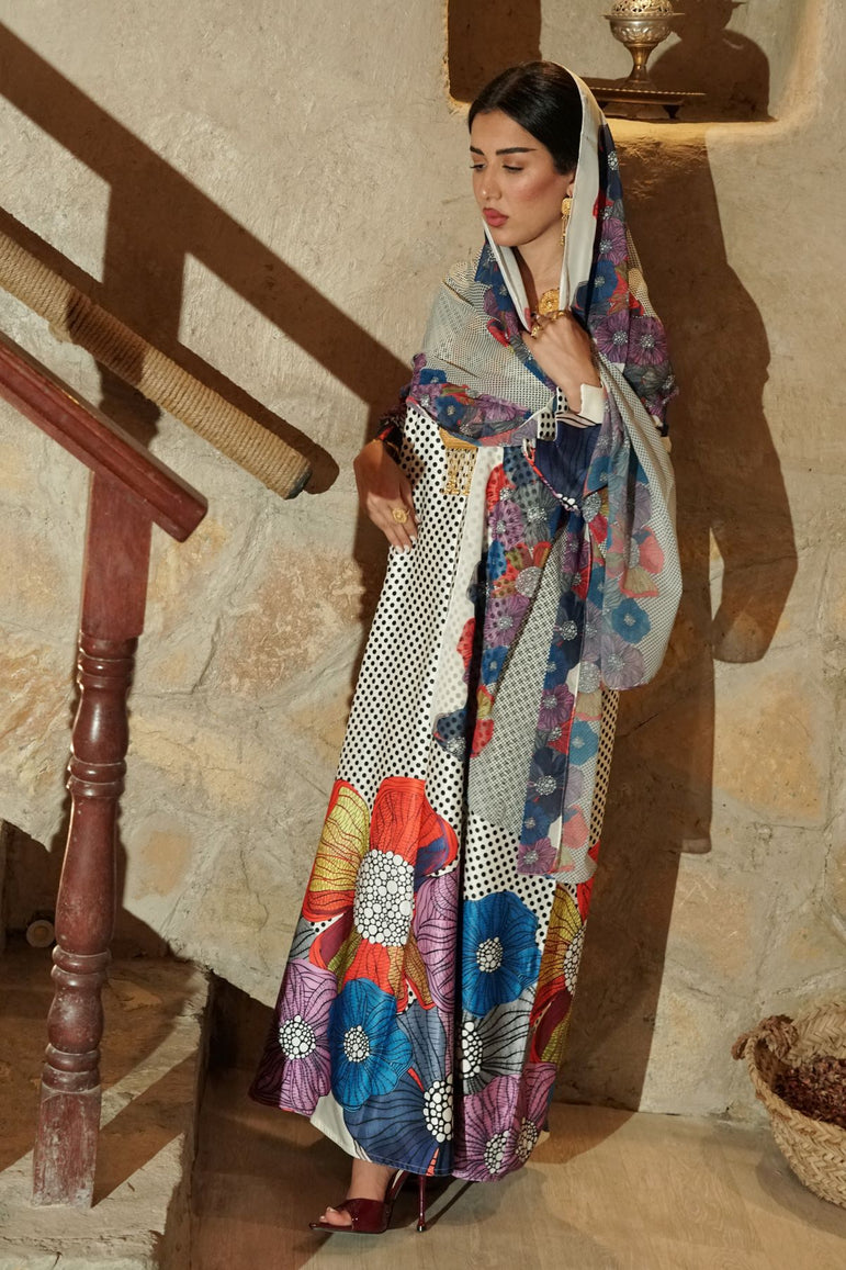 Bloom Dots Silk Abaya
