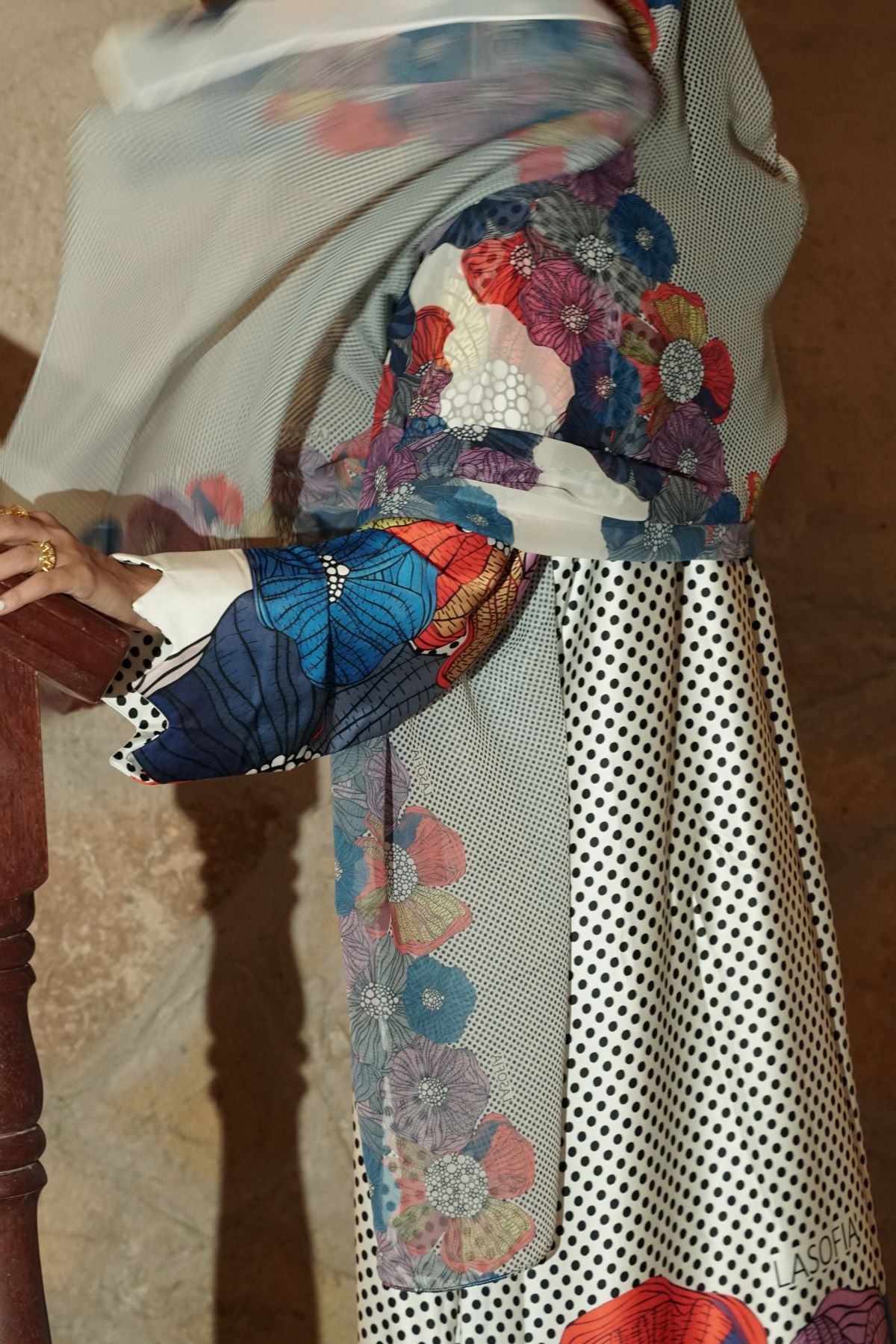 Bloom Dots Silk Abaya