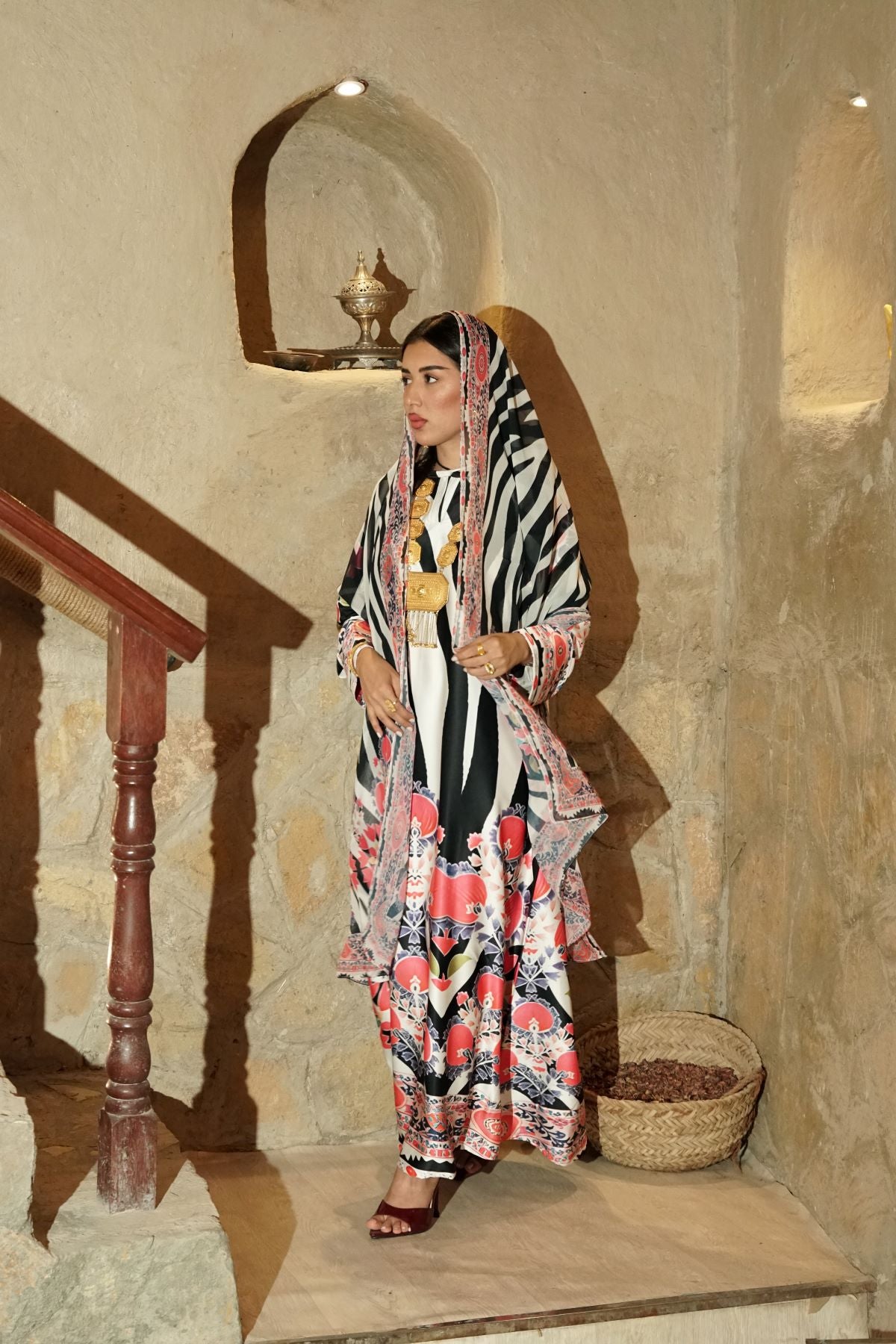 Zebra Bloom Silk Abaya