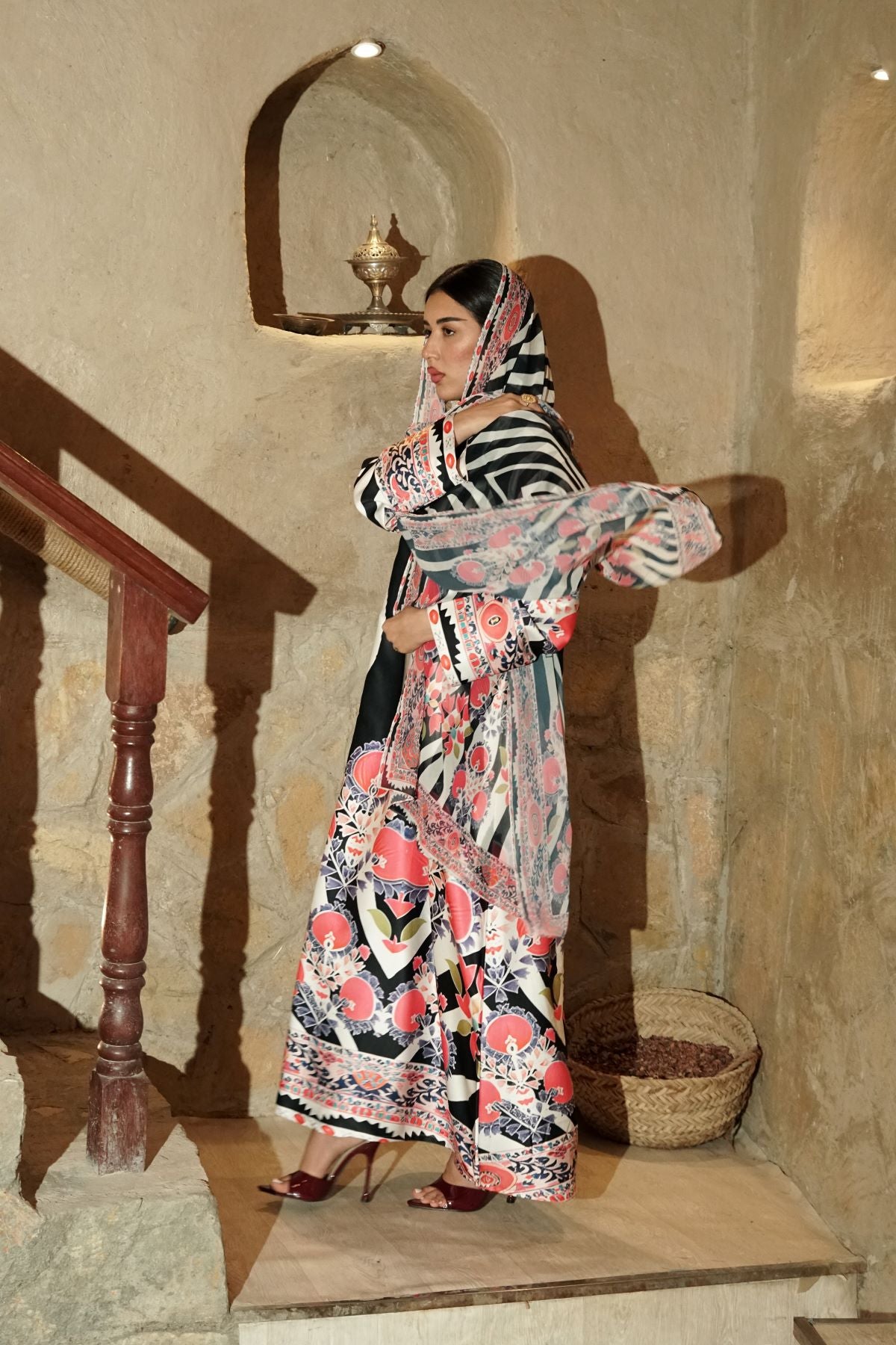 Zebra Bloom Silk Abaya