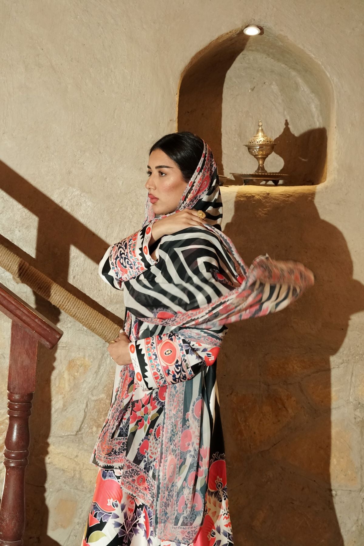 Zebra Bloom Silk Abaya