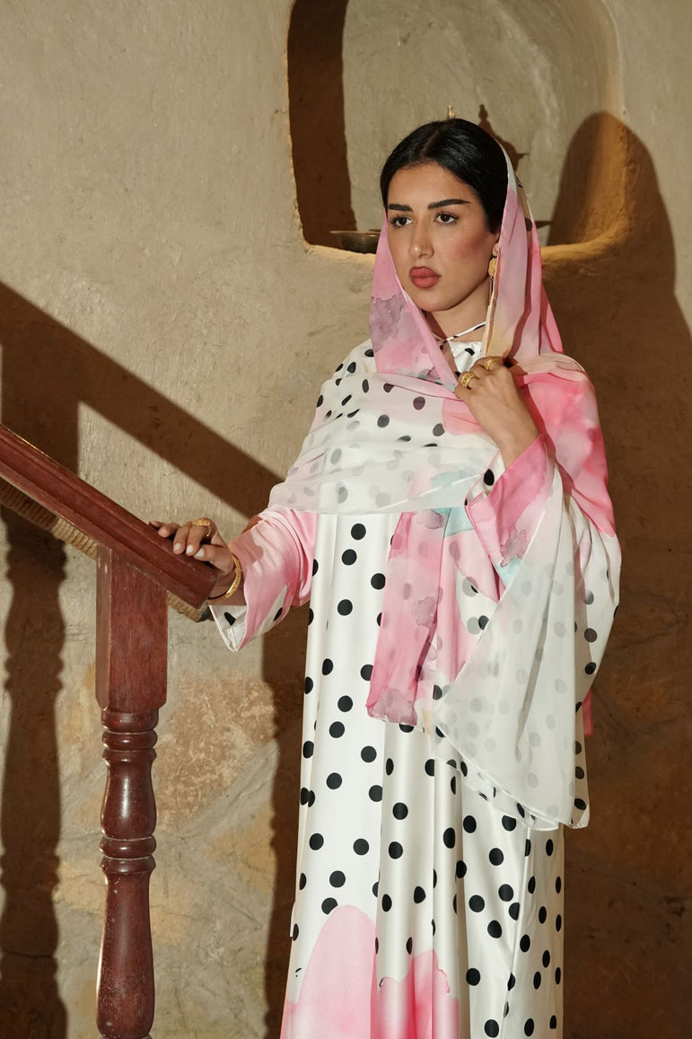 Noor Dots Silk Abaya