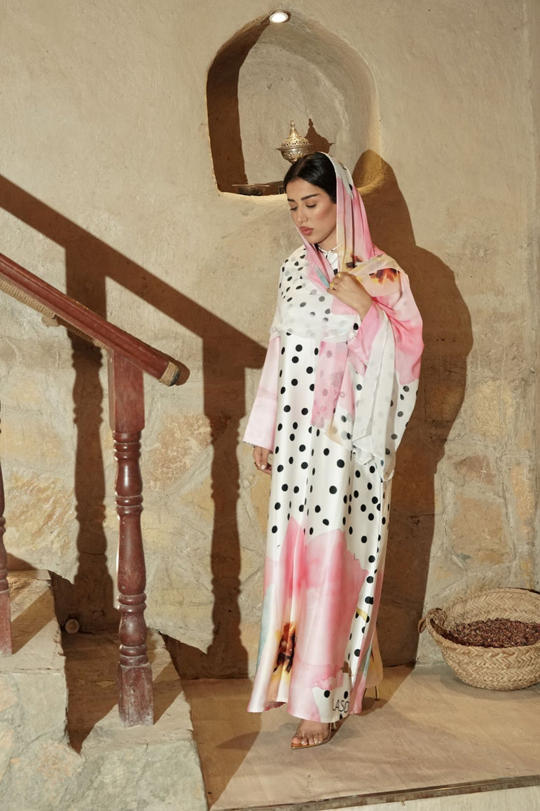 Noor Dots Silk Abaya