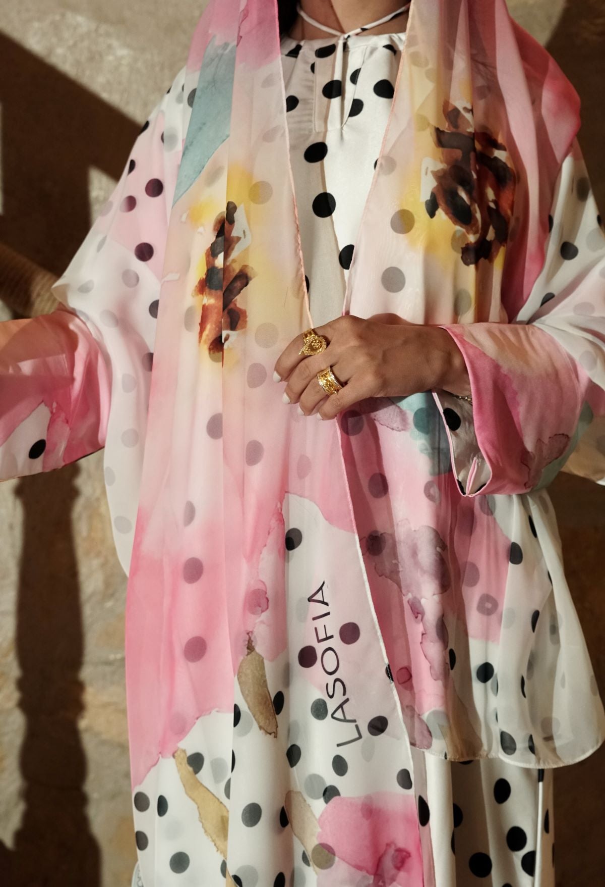 Noor Dots Silk Abaya