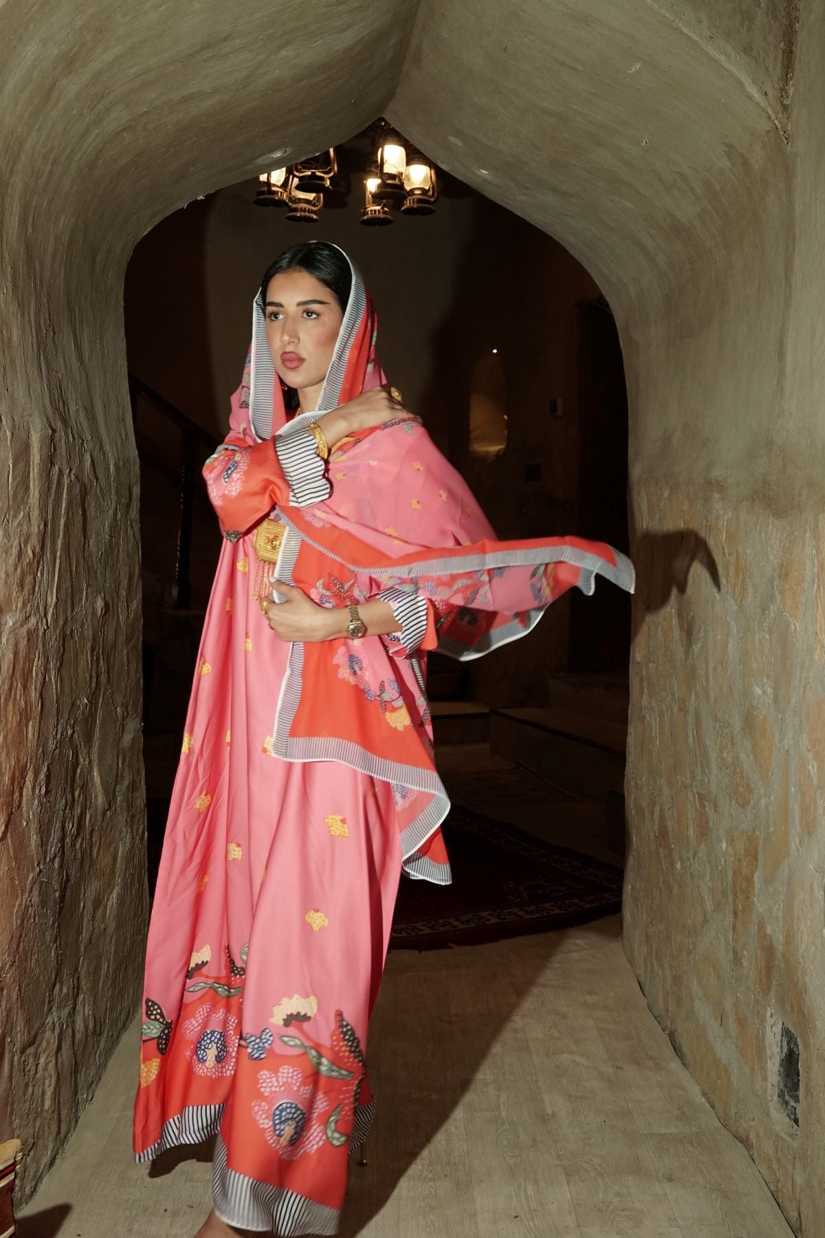 Coral Garden Cotton Abaya