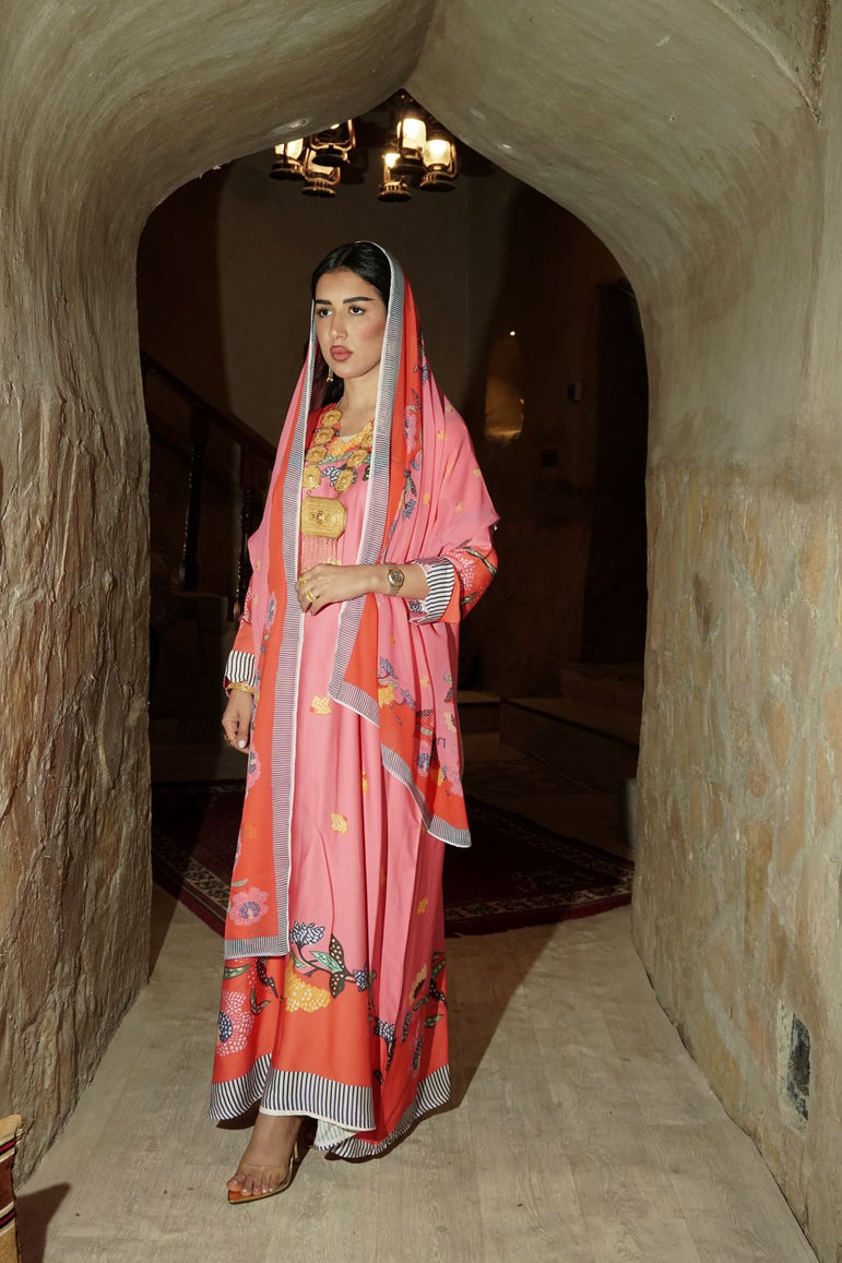 Coral Garden Cotton Abaya