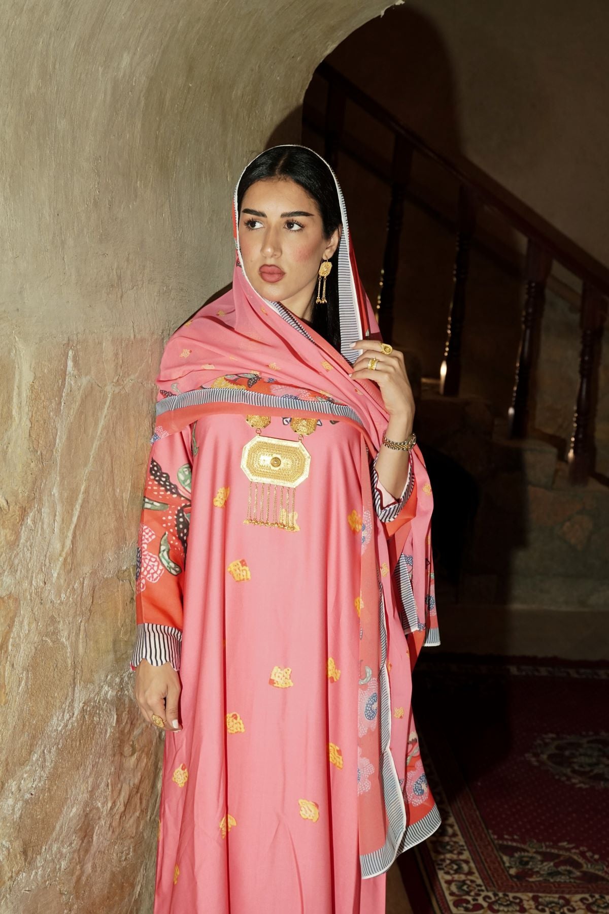 Coral Garden Cotton Abaya