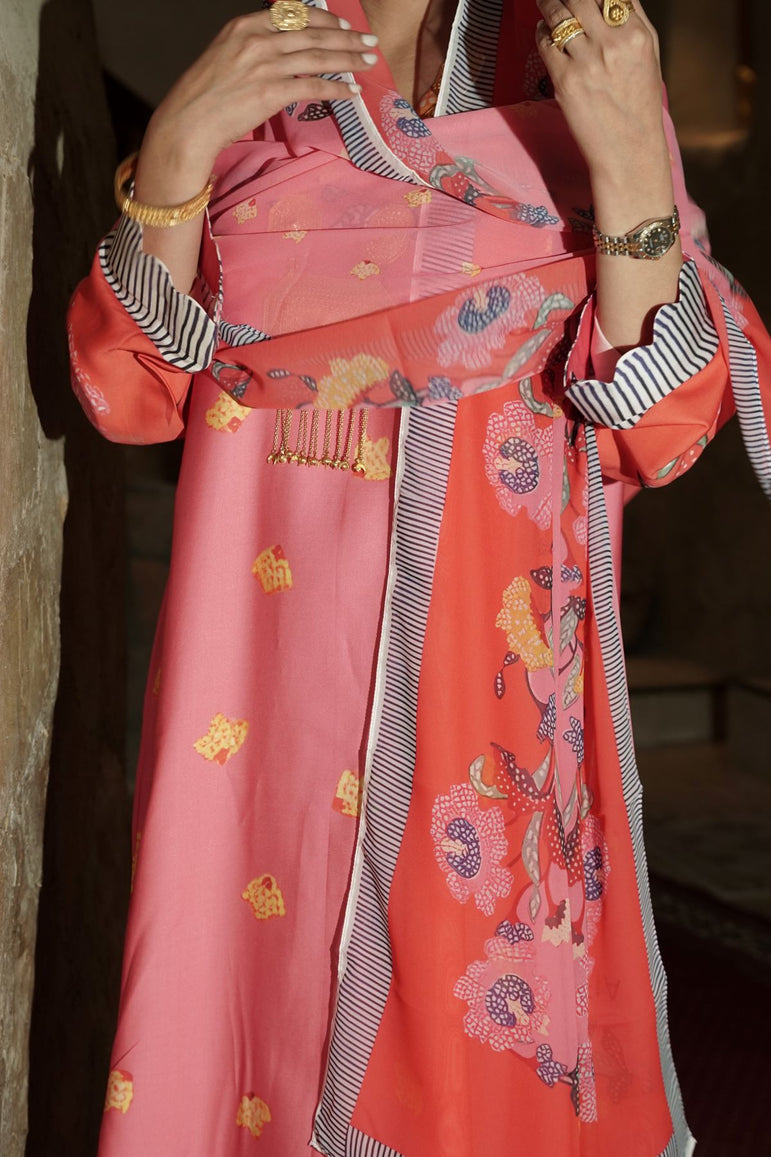 Coral Garden Cotton Abaya