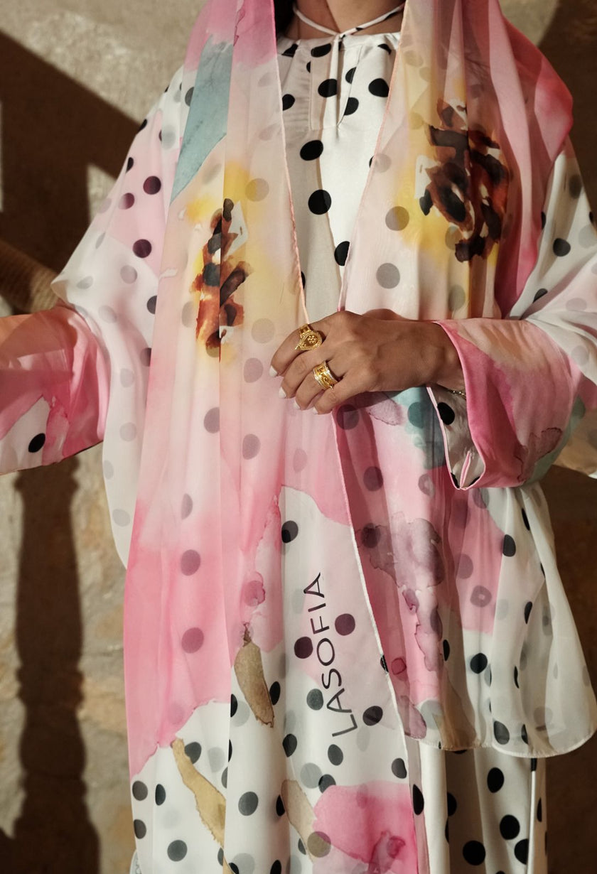 Noor Dots Silk Abaya