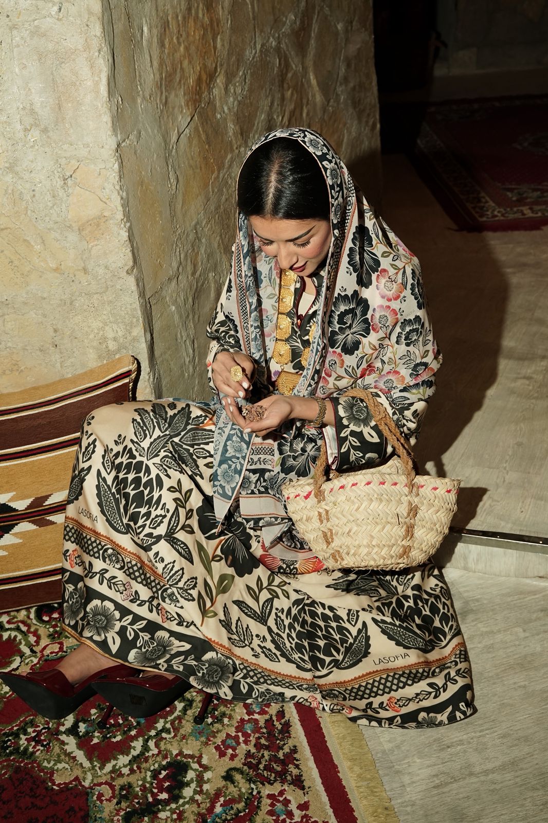 Heritage Bloom Cotton Abaya