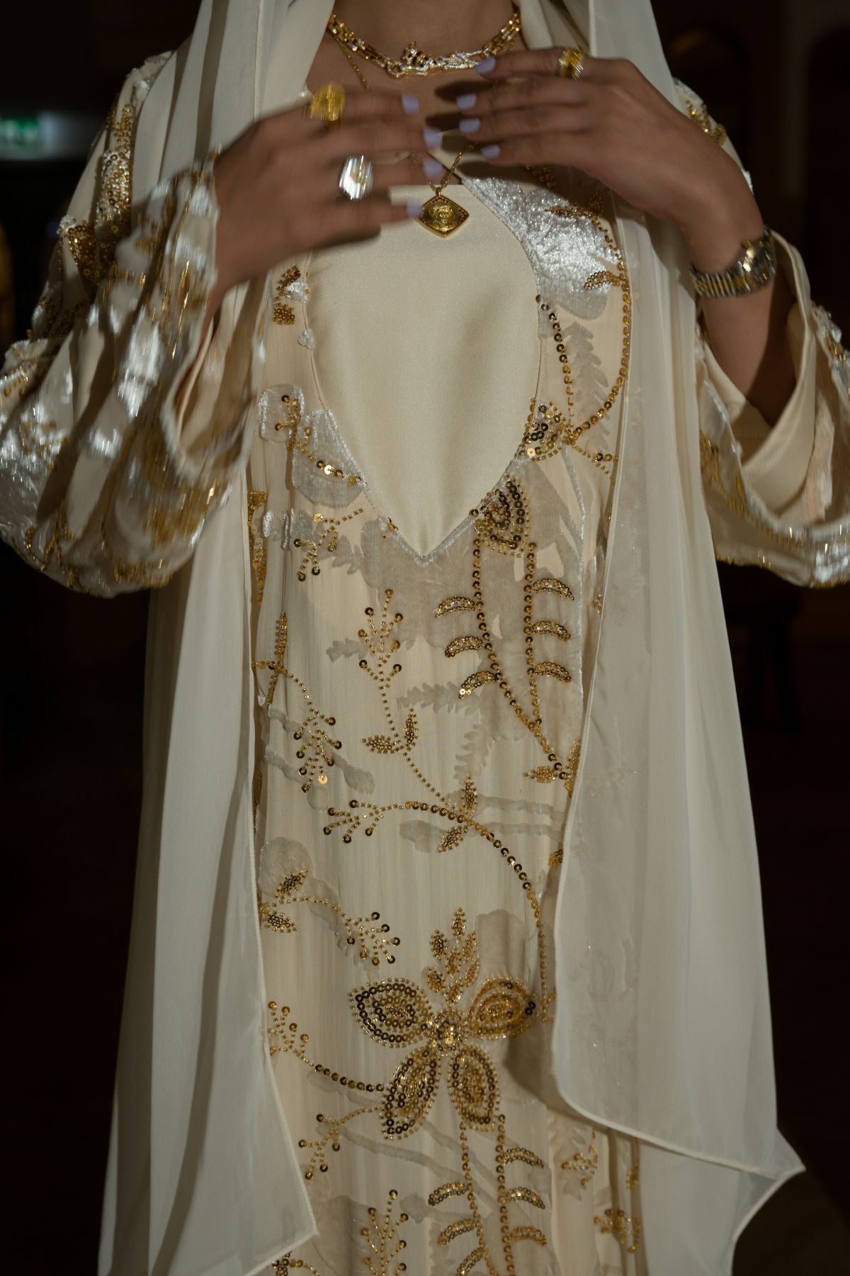 Ivory Heirloom Gold Dress