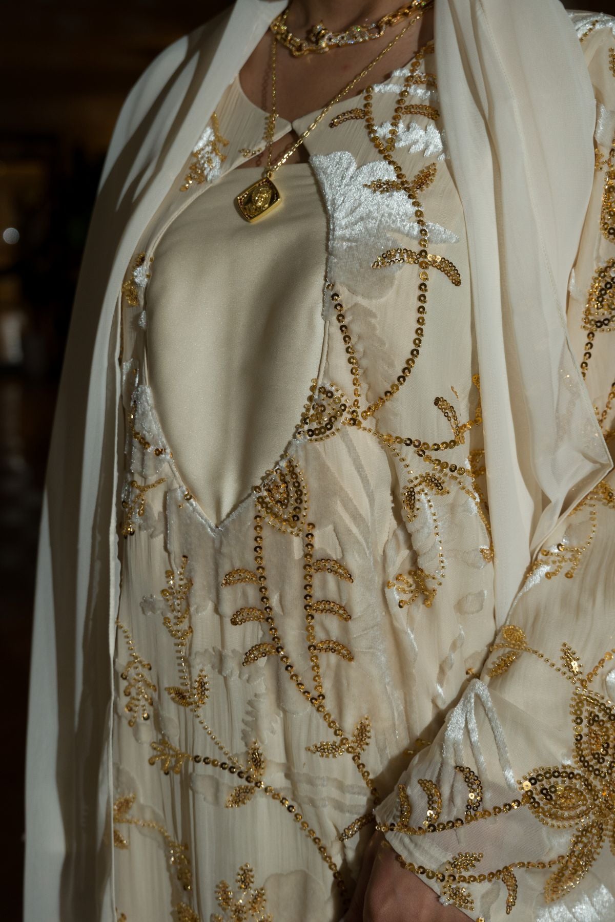 Ivory Heirloom Gold Dress