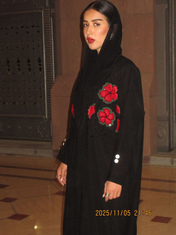 Crimson Bloom Abaya