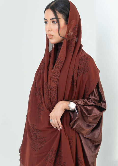 Cocoa Aura – Velvet A-Cut Abaya