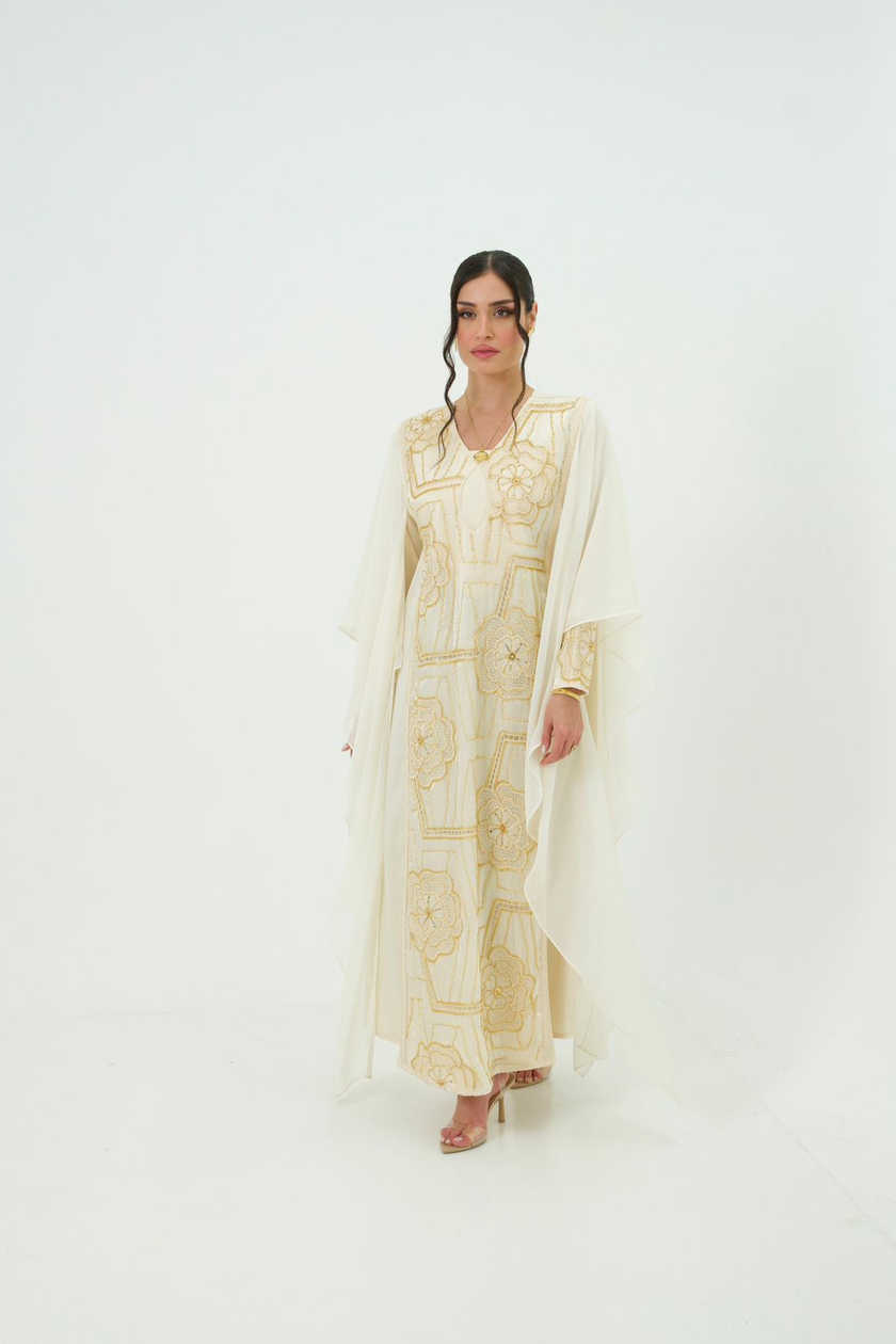 Noor Al Ivory Embroidered Dress