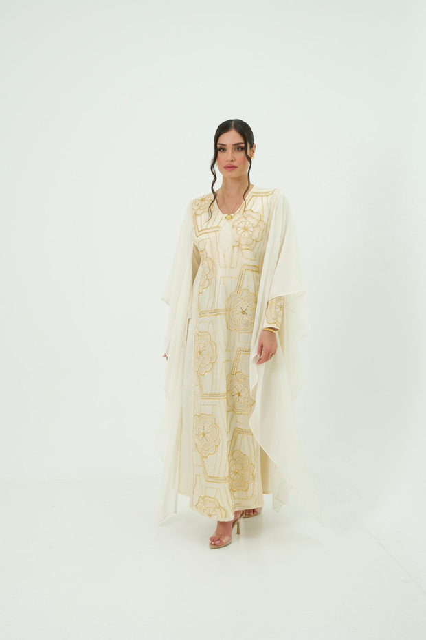 Noor Al Ivory Embroidered Dress